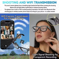 2025New Man 800W AI Smart Glasses Camera AI Translation Voice Bluetooth Call WiFi 4K HD Waterproof Anti Blue Light Women Glasses Good Vibrations