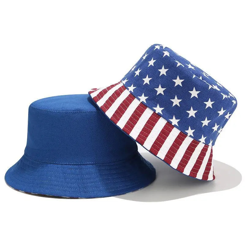 USA Letter in American Flag Colors Bucket Hat Woman Man Daily Outdoor Reversible Fisherman Cap Fashion Adult Summer Sun Caps Good Vibrations