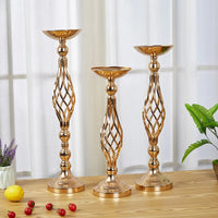 Table Candle Holder Decoration: Golden Iron Art Vase, Twisted Road Candlestick for Wedding Flowers, Wedding Props Good Vibrations