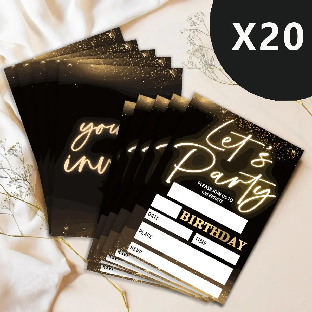 20pcs, Birthday invitation cards, 20 birthday invitation cards with envelopes, bluey birthday party invitations Good Vibrations