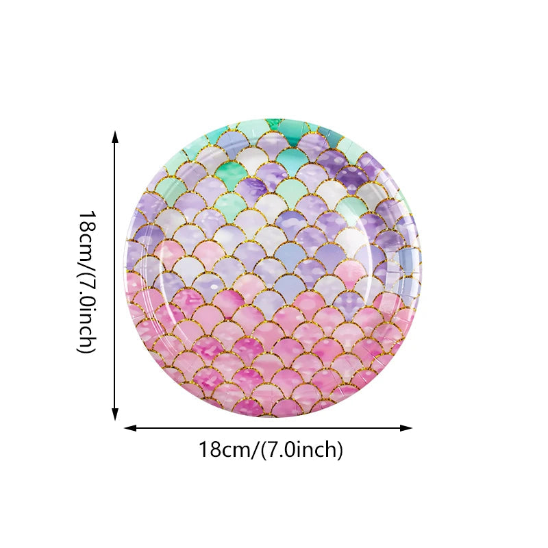 Mermaid Party Decorations Supplies Mermaid Disposable Plates Cup Napkins Set for Girls Baby Shower Mermaids Princess Birthday Good Vibrations