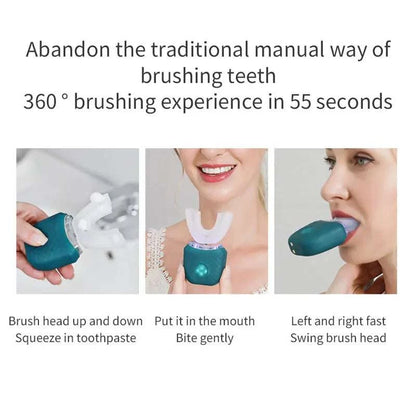 Electric Toothbrush for Adult Automatic USB Charge U-Shaped Toothbrush 360 Degrees Intelligent Rechargeable Toothbrus Good Vibrations