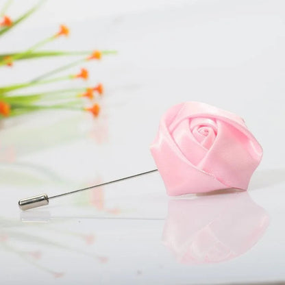 Men Boutonnieres for Wedding Groom Corsage Lapel Pins Ribbon Roses Flower Mensuit Buttonhole Brooch Marriage Accessories Good Vibrations