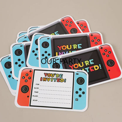 15Pcs/Pack Video Games Console Invitations Cards for Kids Boy Game on Theme Birthday Game Night Party Invitation Decoration Good Vibrations