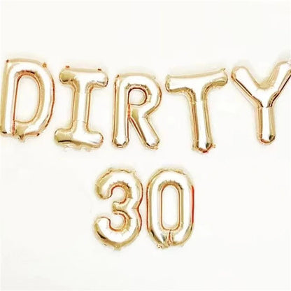 7pcs/set Rose Gold DIRTY 30 Thirty 30th Birthday Party Decoration Sweet Girls Happy Birthday Balloon Event Party Supplies Globos Good Vibrations