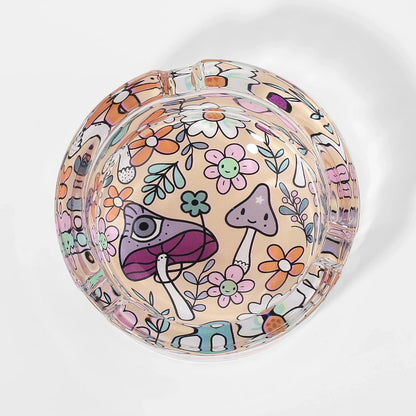 Glass Round Ashtray for Cigarettes, Portable Decorative Modern Ashtray for Home Office Indoor Outdoor Patio Use Good Vibrations Adult Super Store