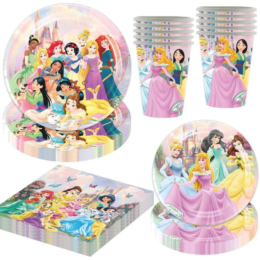 Princess Party Decorations Kids Girls Birthday Supplies Include Paper Cup Plate Napkin Balloon Banner Tablecloth Cake Topper Good Vibrations