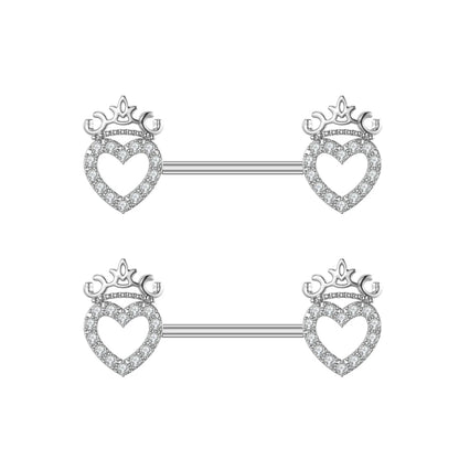 2pcs Both Sides Screwed Heart Nipple Ring for Women Girls 14G Stainless Blue Pink Zircon Sexy Nipple piercing nombril Nipple Bar Good Vibrations