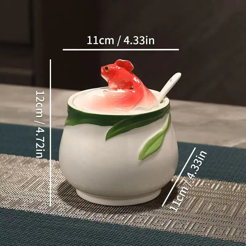 Ceramic Goldfish Shallow Plate Tableware Household Microwave Oven Plate Lily Pumpkin Flowers Fruit Cake Steak Food Plate Good Vibrations