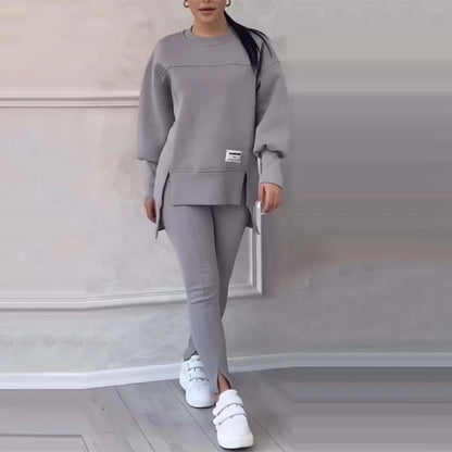 New Women's Fashion Casual Sweatshirt + Trousers Cover Autumn Winter O Neck Long-sleeved Hoodie Women's Suit Sports 2piece Set Good Vibrations