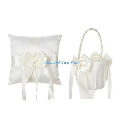 HX6F Handmade Punnet Pillow Rings Bearer Basket for Enchanting Wedding Ceremony Good Vibrations