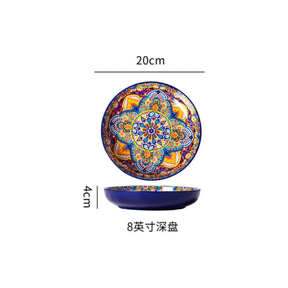 Ceramic Tableware Set Rice Bowl Serving Plate Creative Cutlery Soup Plate Noodle Handle Bowl Sauce Dish Steak Salad Fruit Plate Good Vibrations