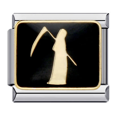 Goth Vintage Black Glaze Skull Raven Ghost Halloween Day's Charm Links Fit 9mm Bracelet Stainless Steel Making DIY Jewelry Good Vibrations