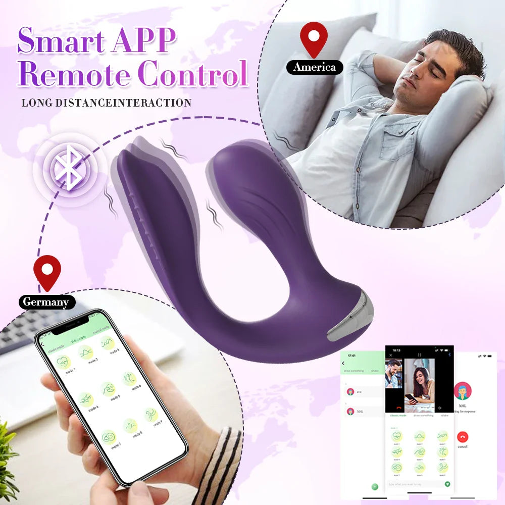 Women Dual Clit Stimulator Ended Vagina Anal Vibrator Female Masturbator Sex Toy