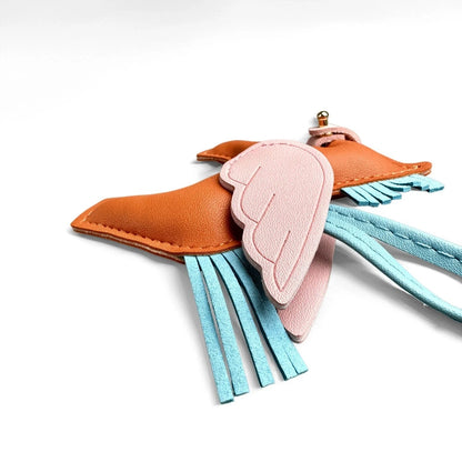 Elegant Winged Pony Keychain with Detachable Mouth Strap | Hand-Stitched Premium PU Leather Bag Charm with Plush Filling, Gift Good Vibrations