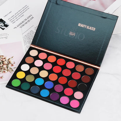 BEAUTY GLAZED Palette Eyeshadow 35 Colors Matte / Shimmer Natural Smokey  Glitter Eyeshadow  Make Up Good Vibrations