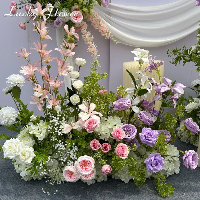 Outdor Wedding Decoration Artificial Flowers Hanging Flower Row Road Leading Flower Ball Floral Backdrop Decor Floor Flower Row Good Vibrations