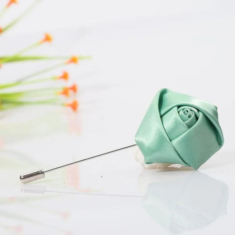 Men Boutonnieres for Wedding Groom Corsage Lapel Pins Ribbon Roses Flower Mensuit Buttonhole Brooch Marriage Accessories Good Vibrations