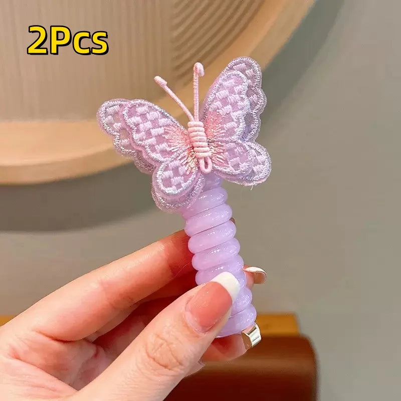 Cute Butterfly Hair Ties High Elasticity Phone Cord Scrunchie Resin and Polyester Headwear Suitable Daily Wear Hair Accessories Good Vibrations
