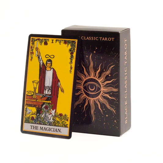 Black Classic Tarot Cards Deck 78pcs Fortune-Telling Game Set with Guidebook for Family Gatherings and Board Games Good Vibrations