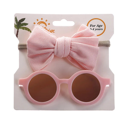 2Pcs/Set Baby Round Sunglasses Children Vintage Sun glasses UV400 Protection Classic Kids Shade Eyewear Summer Hair Accessories Good Vibrations