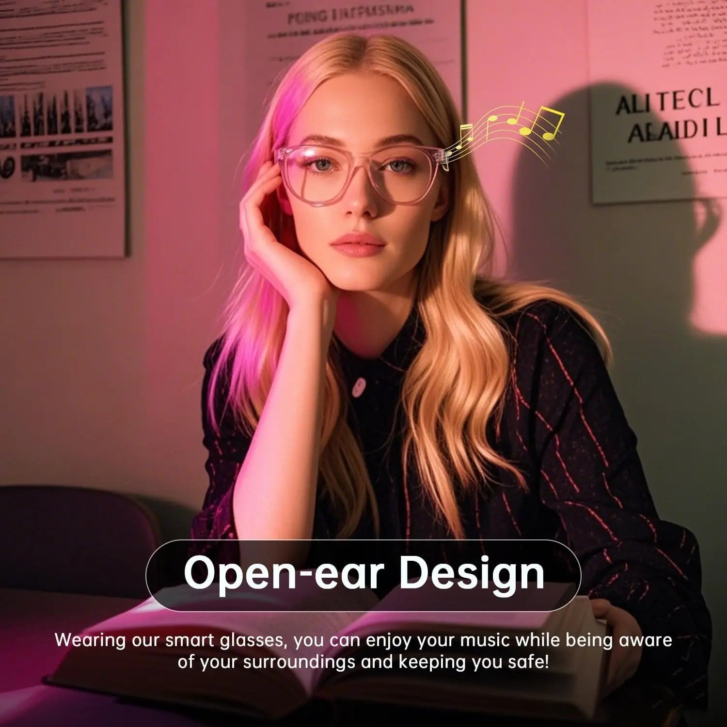 Smart Glasses for Men Women Color-changing Blue Light Lenses Bluetooth 5.3 Audio Intelligent Touch HD Calls HI-FI Sound Quality Good Vibrations