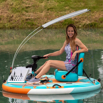 Single Seat Motorized Boat Small Round Drop Stitch Inflatable Fishing Motor Boat For River Lake Good Vibrations