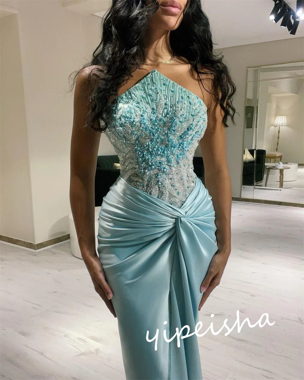 Customized Classic Modern Style Formal Evening Strapless Mermaid Beadings Bespoke Occasion  Prom Dresses Good Vibrations