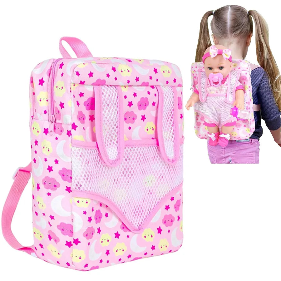 Fashion Newborn Backpack Doll Cute Flower Handbag for Girls Dolls Out Going Carry Bag Christmas Birthday Gift Good Vibrations