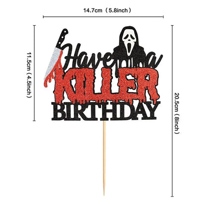 Cake Topper Blood Knife Mask Ghost Face DIY Halloween Cupcake Toppers Ghost Cake Flags Kids Birthday Killer Party Baking Decor Good Vibrations