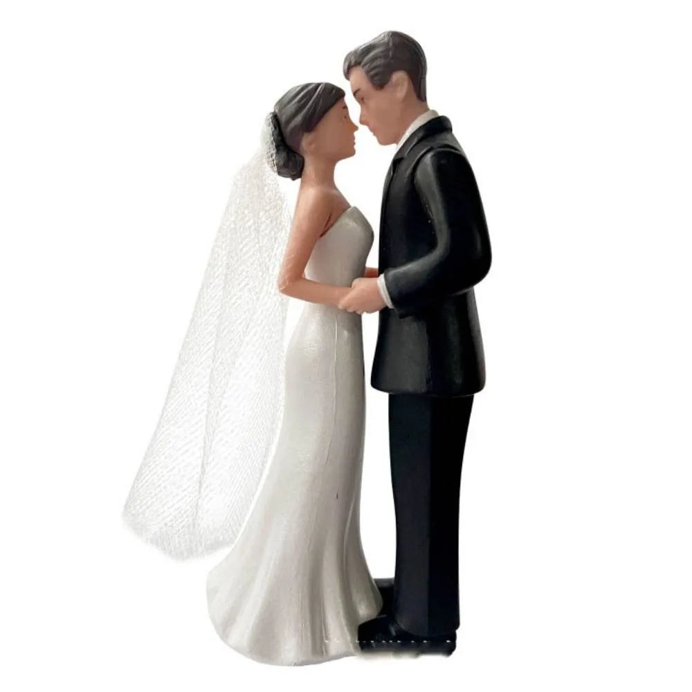 Anniversary Decoration Couple Wedding Cake Topper Elegant Creative Cake Toppers Dolls PVC White/Black Bride & Groom Figurines Good Vibrations