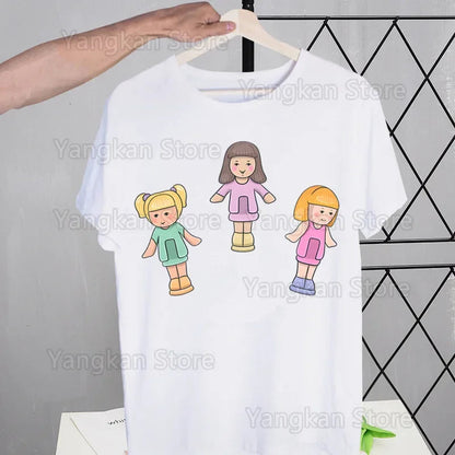 Polly Pocket Print T-Shirt Casual Crew Neck Short Sleeve T-Shirt Women's Clothing Good Vibrations