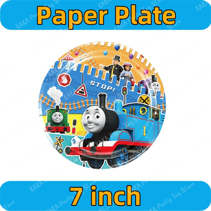 Thomas Birthday Decorations Cartoon Train Balloons Paper Tableware Stickers Backdrop For Kids Boy Girl Party Supplies Toy Gifts Good Vibrations