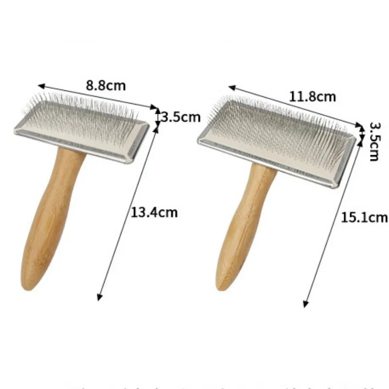 Dog Comb Solid Wood Dog Brush Pet Hair Remover Massage Cat Brush Pet Grooming Stainless Steel Combs for Cats Hair Knot Opening Good Vibrations