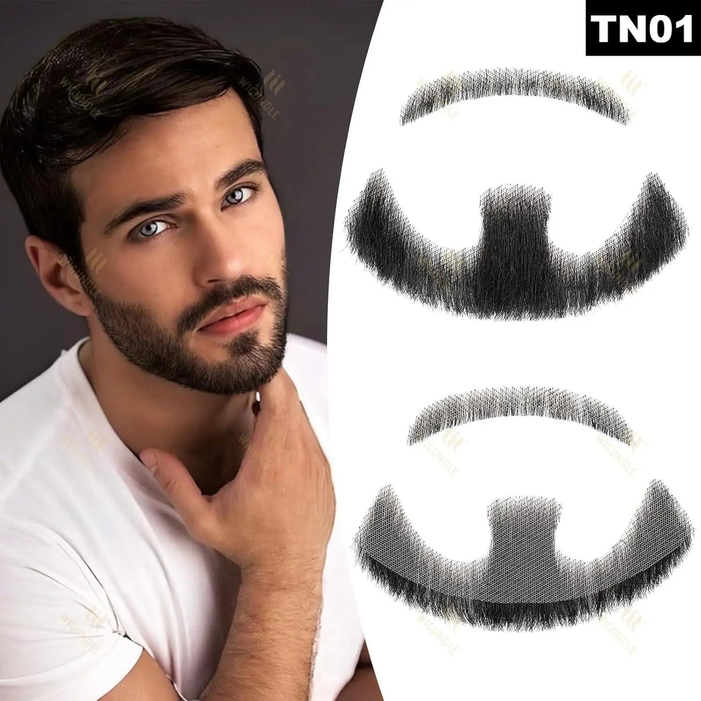 Wigundle Man's Beard Hand Made Real Hair Fake Beard Mustache Fancy Synthetic Invisible for Makeup Fake Hair Cospaly Party Tools Good Vibrations