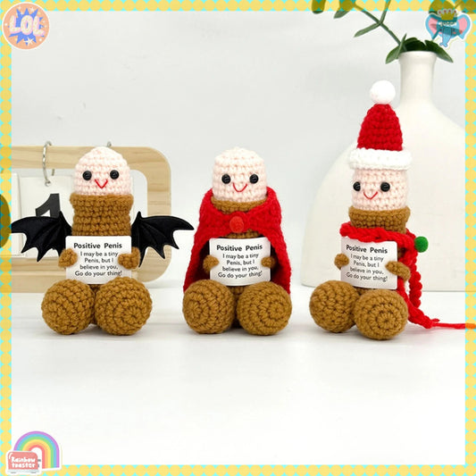 Christmas Little Gifts Ideas Car Ornaments Hanging Handmade Knitted Crochet Doll Desktop Decoration Funny Card Decor for Room Good Vibrations