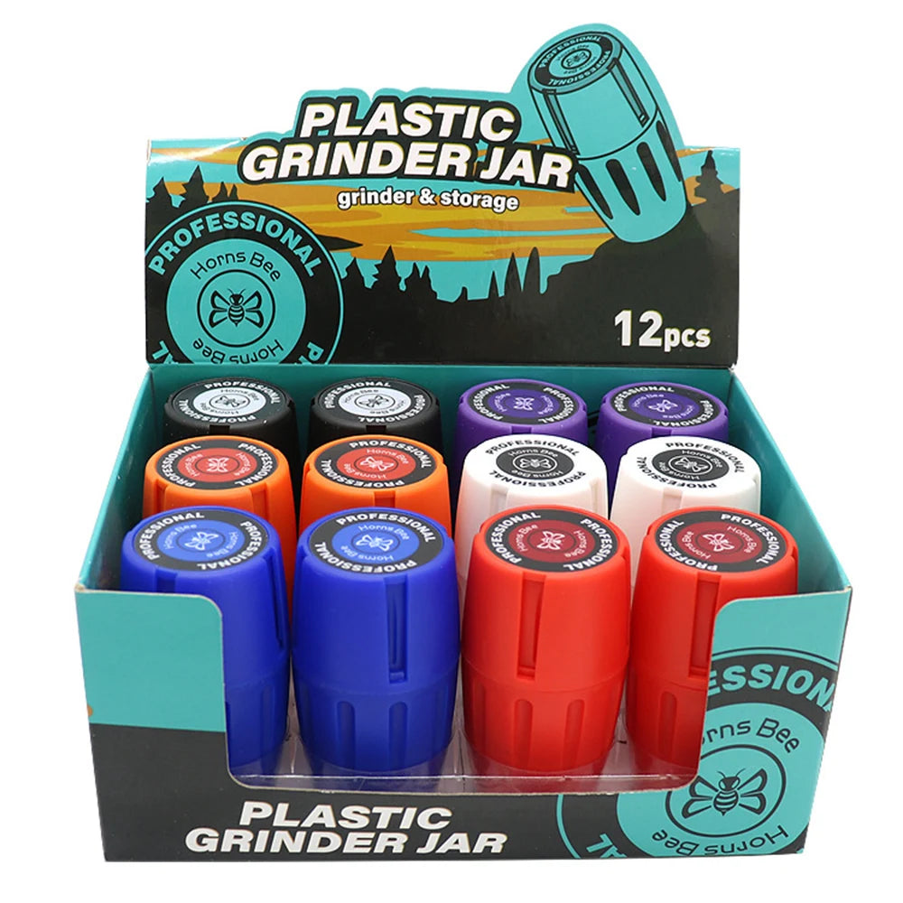 1/12Packs Wine Barrel Shaped Tobacco Grinder Plastic Herb Storage Jar Portable 45*80mm Manual Herb Crusher Smoking Accessories Good Vibrations
