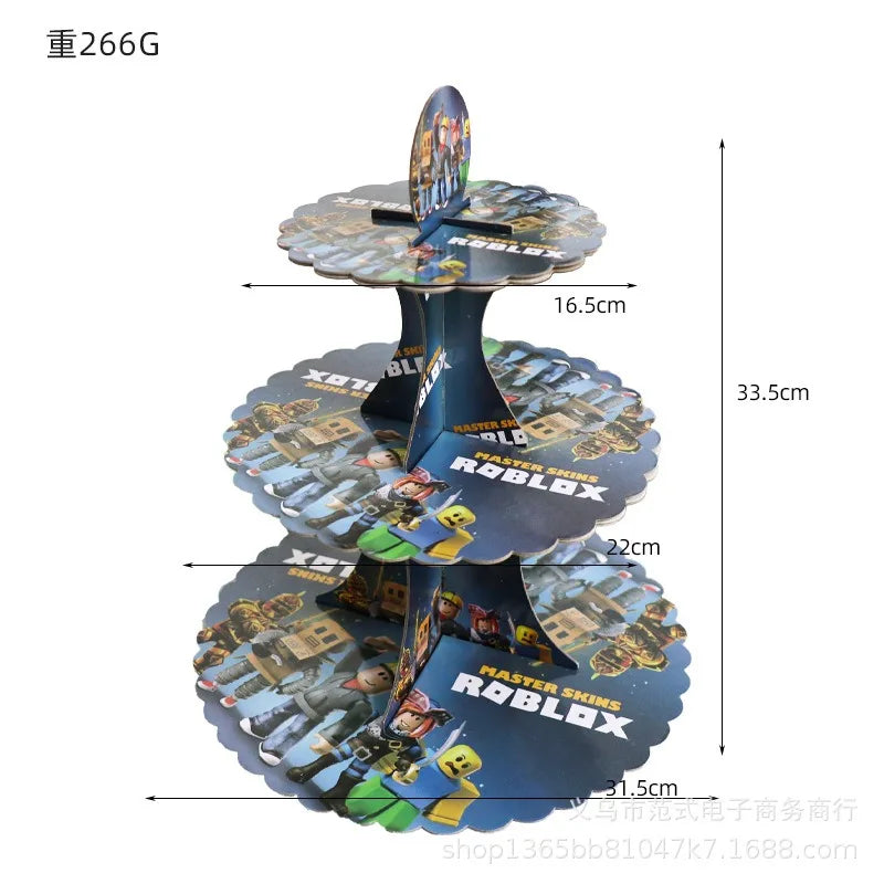 Game Roblox Cartoon Party Theme Birthday Supplies Balloon Banner Cake Topper Tableware Set Decorative Anime Peripheral Gifts Good Vibrations