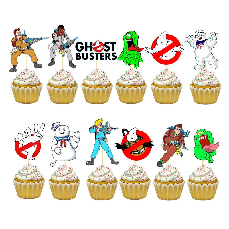 Ghostbuster Balloon Cake Topper Birthday Party Decorations Disposable Tableware Cups Plates Banners Baby Shower Supplies Toy Good Vibrations