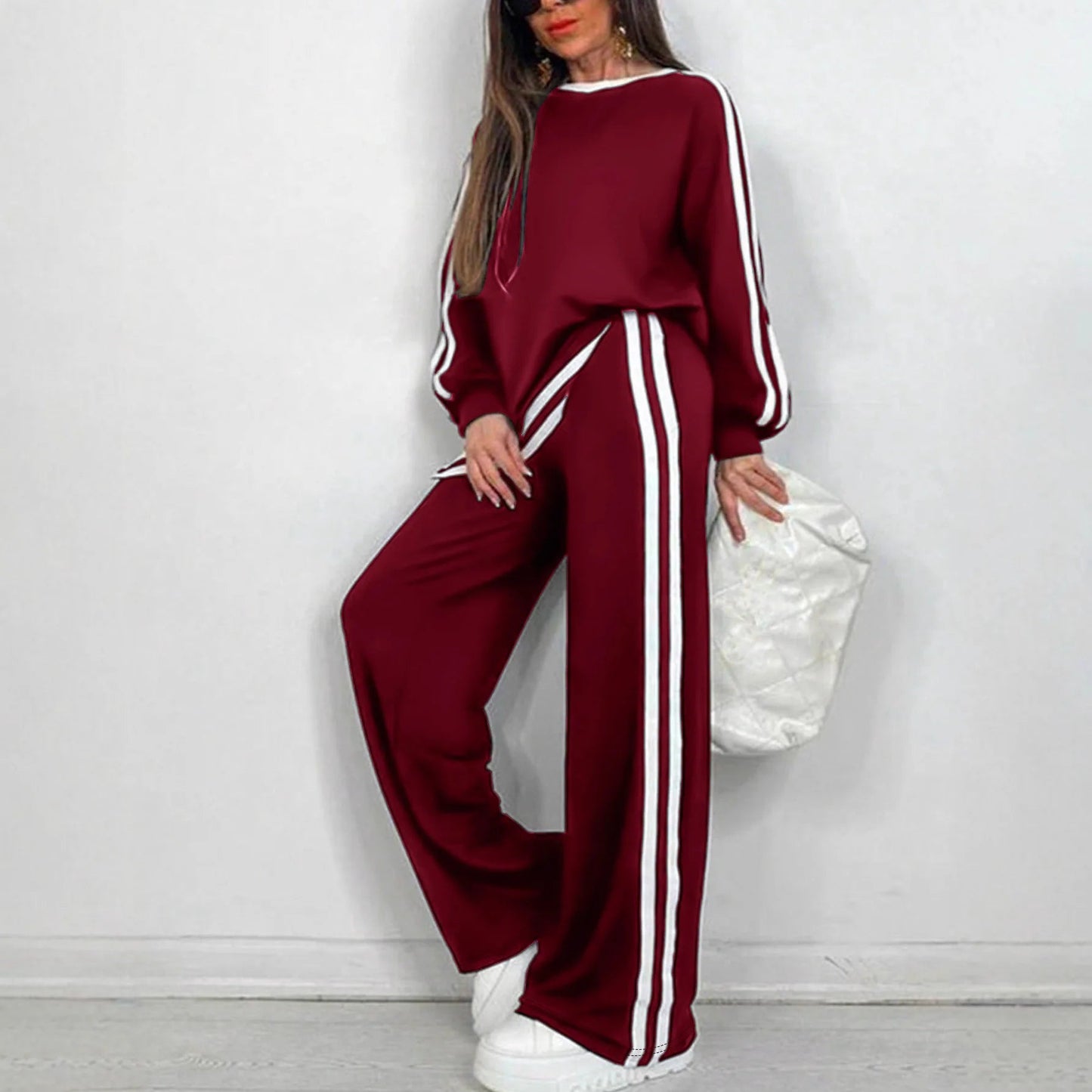 2025 Women's Sweat Suit Spring Autumn New Leisure Clothing Fashion Elegant Tops T-shirt Pants 2 Two Piece Set For Women Good Vibrations