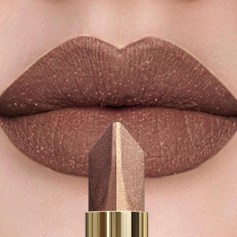 1PC Glitter Shiny Metallic Two Tone Lipstick Matte Pearlescent Lip Tint,Long Lasting Lip Senior Lip Makeup Gifts Lip Gloss Coste Good Vibrations