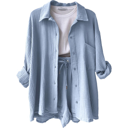Solid Color Casual Loose Short Pants Sets For Women 2025 Elegant Summer Women's Two Pieces Suit Full Set Female Outfit Clothes Good Vibrations