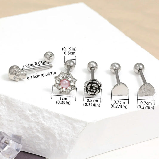 14G Stainless Steel Tongue Rings Straight Barbells Heart Shape Skull Shape Rose Shape Tongue Piercing Jewelry Good Vibrations Adult Super Store
