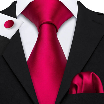 Mens Tie Ivory Red Green Blue Pink Geometric Solid Ties Hanky Cufflinks Set Necktie Formal Wedding Dinner Party Good Vibrations