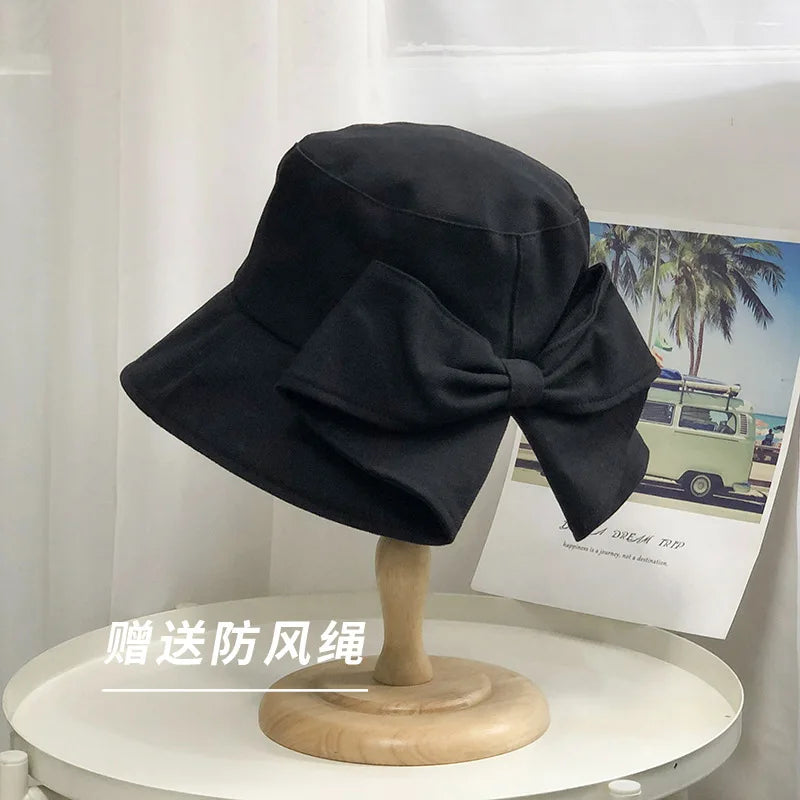 Women's hat, big brim hat, women's summer fisherman's hat, casual sun protection bow, versatile sun hat Good Vibrations