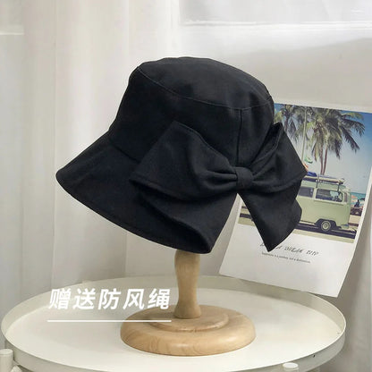 Women's hat, big brim hat, women's summer fisherman's hat, casual sun protection bow, versatile sun hat Good Vibrations