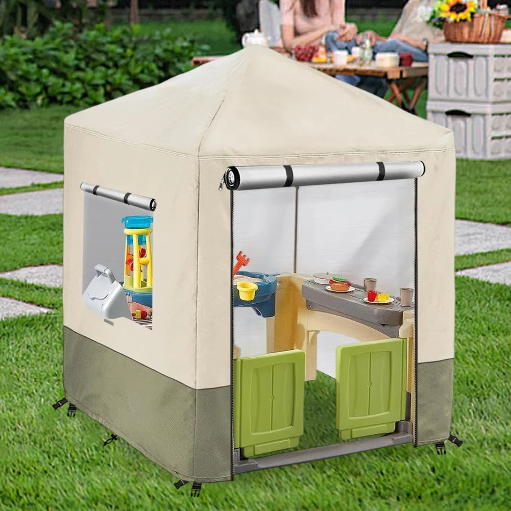 Outdoor Kids Playhouse Cover,Waterproof Cover Suitable Garden Waterproof And Sun-proof Children's Toy House Protective Cover Good Vibrations