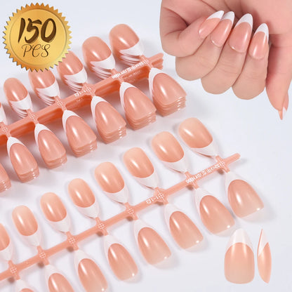 100Pcs Light Pink Press on Nails Short Medium Square Wearable Fake Nails Tips 10 sizes Full Cover False Nails Finger Decoration Good Vibrations