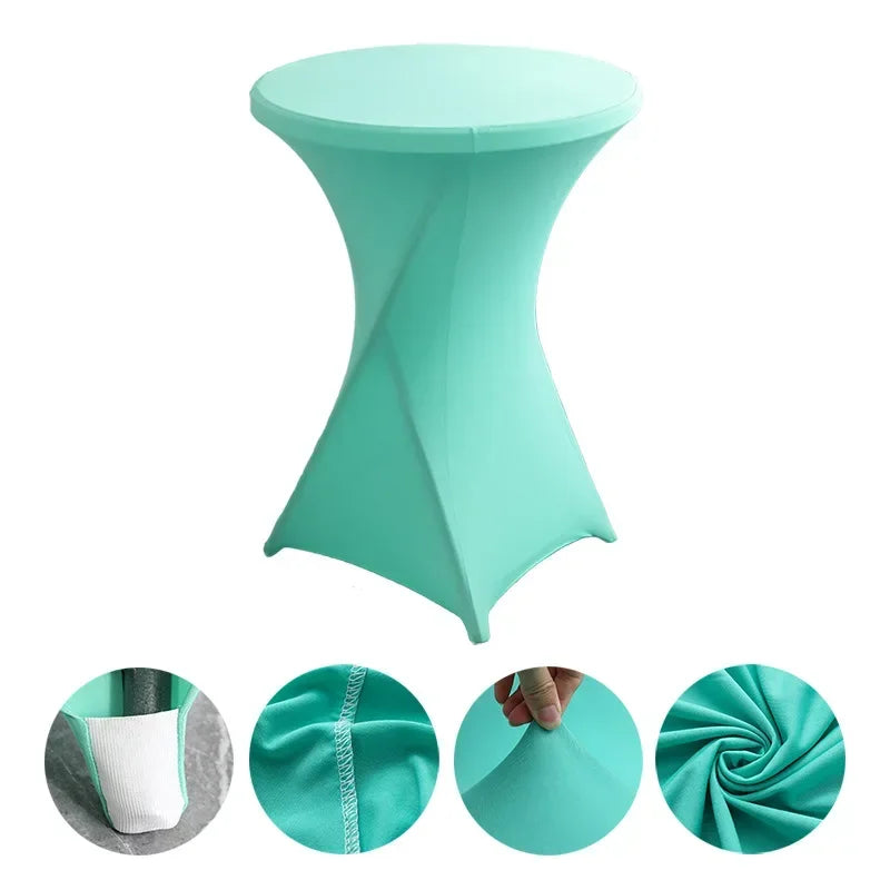Wedding Birthday Party Decoration Cocktail Spandex Table Covers Round Cloth High Bar Banquet Hotel  Show Solid Colour Good Vibrations