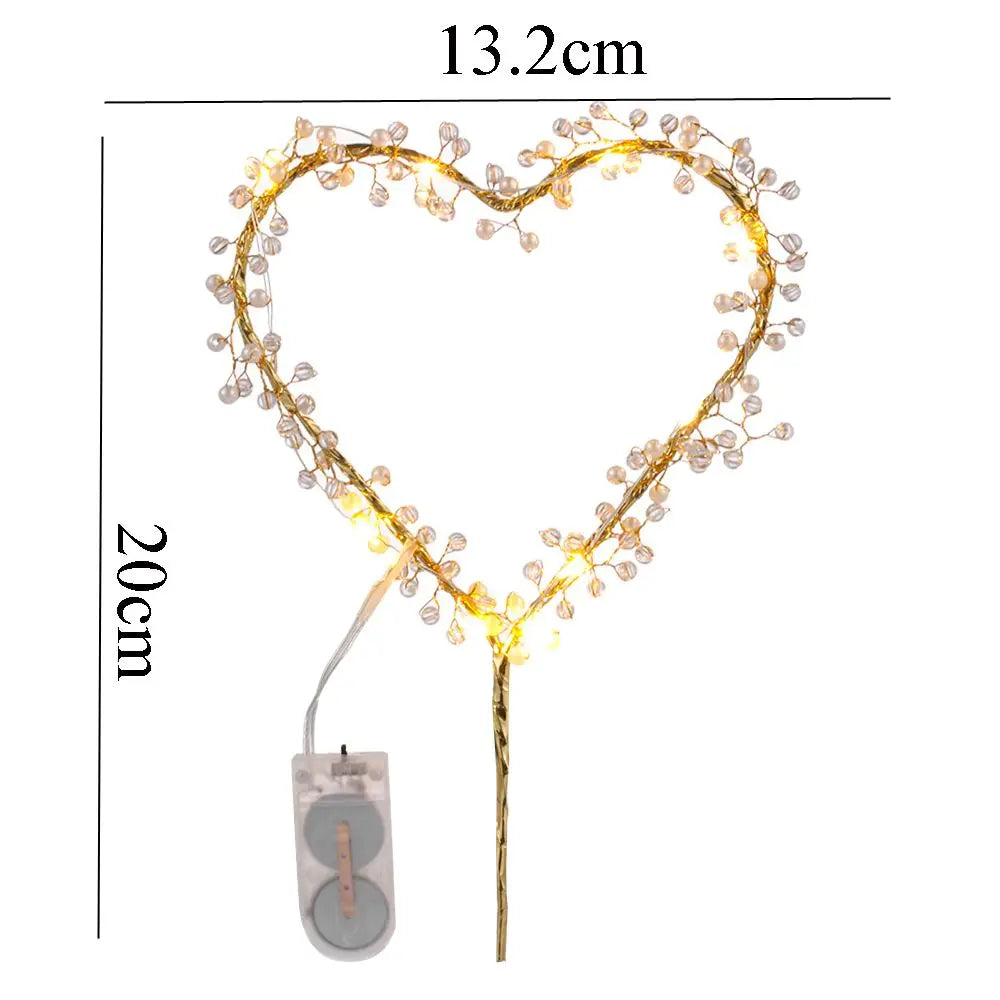 Heart Shape LED Pearl Cake Toppers Baby Happy Birthday Cupcakes Party Decoration Cake Decorating Tool Good Vibrations